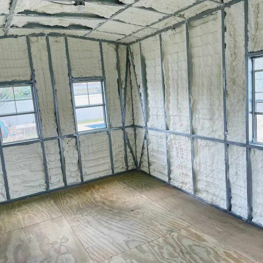 Closed-cell spray foam insulation applied to wall cavities in a residential project in La Grange Park